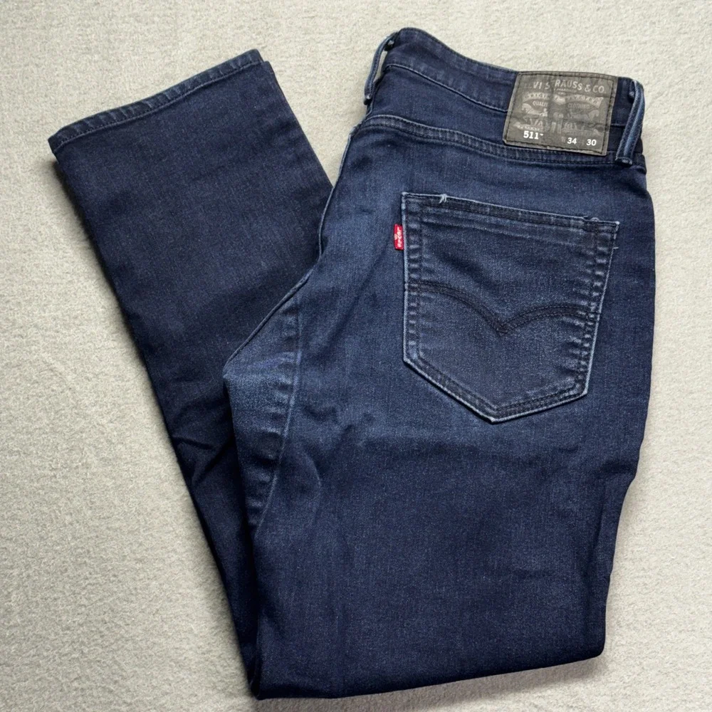 Levi's 511 Commuter Jeans Mens 34x30 Dark Wash Reflective stretch bike Cycling